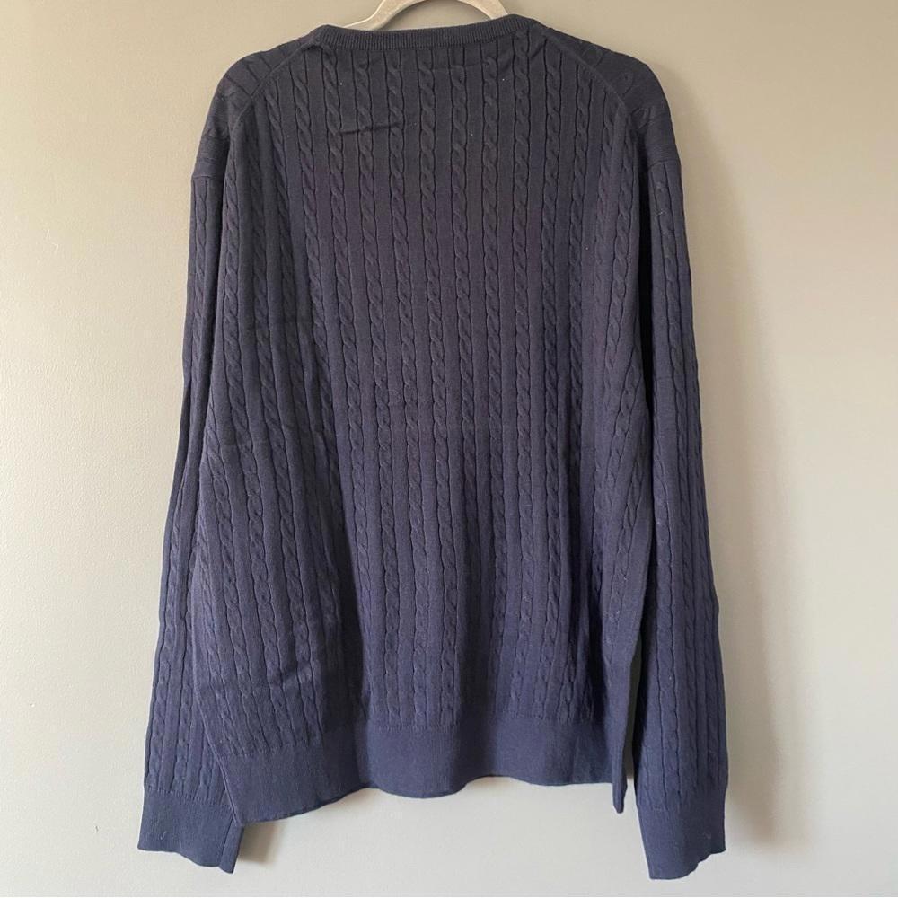 Cashmere Wool Cable Knit Sweater XL Navy Quiet Luxury Old Money Preppy - Picture 8 of 10